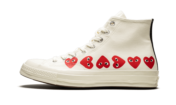 Converse Chuck Taylor All Star 70s Hi Comme des Garcons PLAY Multi Heart White 162972C Graal Spotter