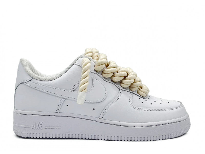 Nike Air Force 1 Low White Custom Lacets Corde Cream