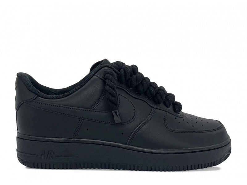 Nike Air Force 1 Low Black Custom Lacets Corde Noir