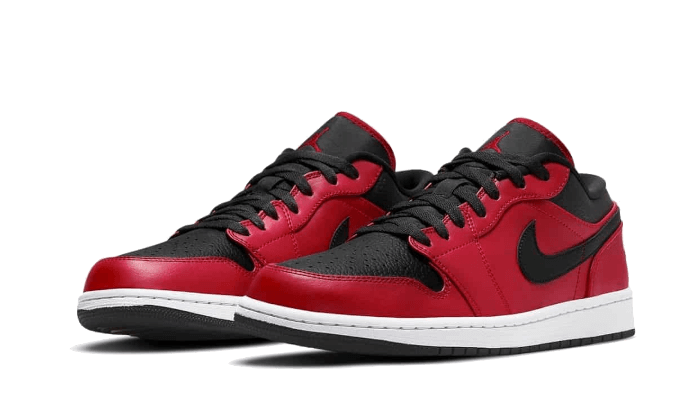 Air Jordan 1 Low Reverse Bred Pebbled Swoosh - 553558-605