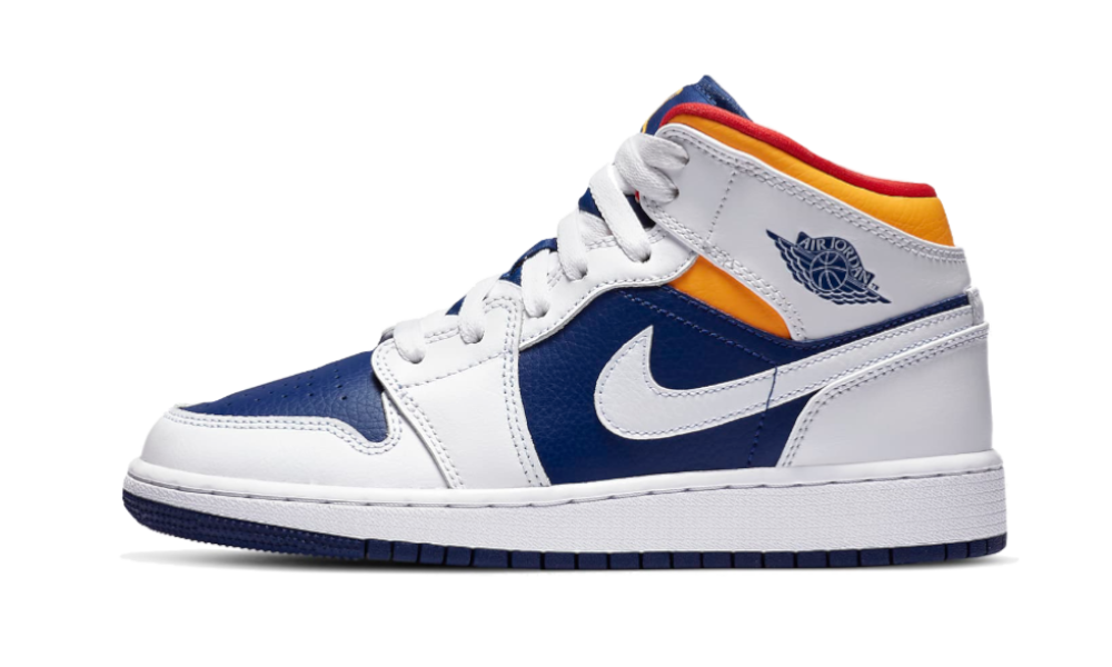 Air Jordan 1 Mid White Laser Orange Deep Royal Blue - 554724-131