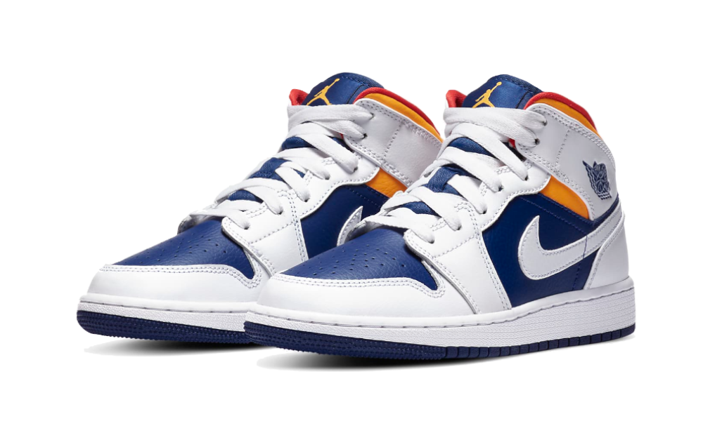 Air Jordan 1 Mid White Laser Orange Deep Royal Blue - 554724-131