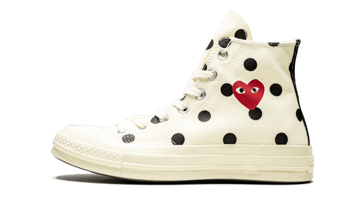 Converse Chuck Taylor All-Star 70s Hi Comme des Garçons PLAY Polka Dot White - 157251C